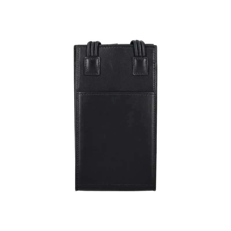 JIL SANDER Calfskin Combined With Lambskin One Shoulder Crossbody Cell Phone Pouch Men's Black-3