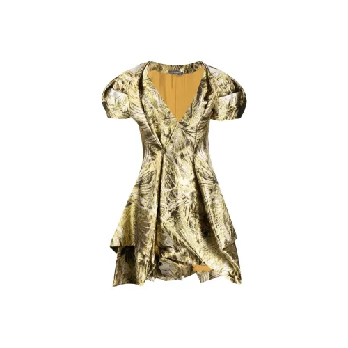 Alexander McQueen Short-Sleeved Dresses Women's Gold