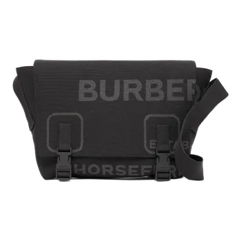 Burberry Horseferry Leather Messenger Bag, Shoulder Bag, Crossbody Bag Small Size Men's Black