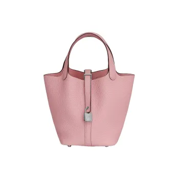 HERMES Picotin Taurillon Clemence Bullock Leather Basket Bag Bucket Bag 18 Women's 3Q RoseSakura Cherry Blossom Pink