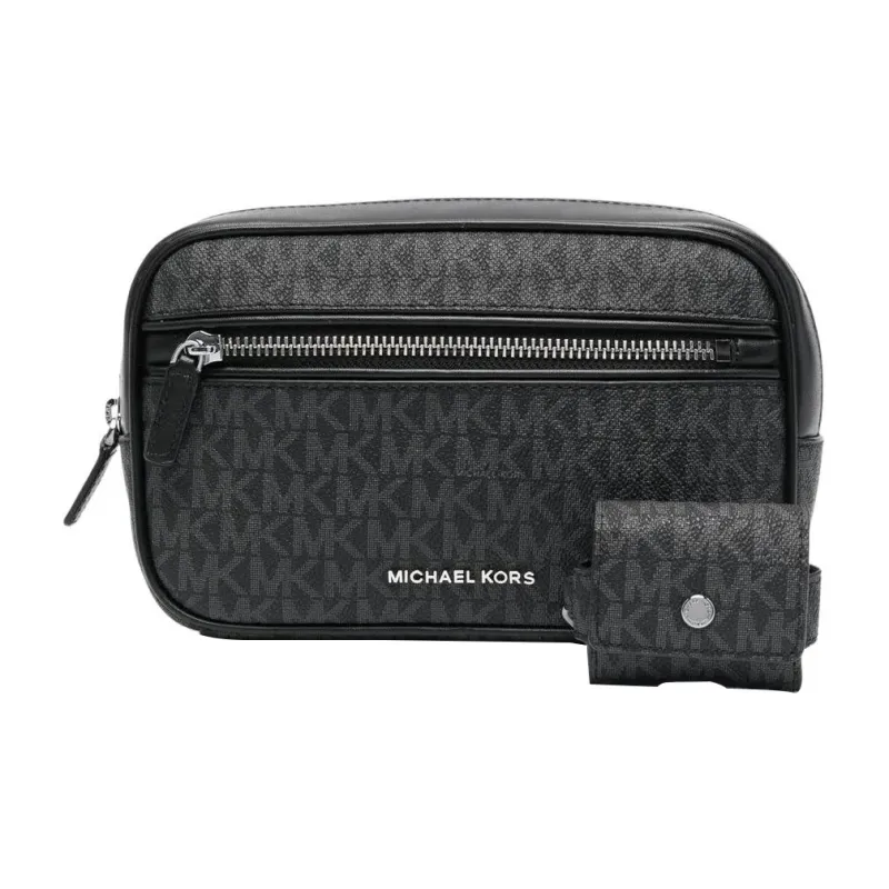 MICHAEL KORS Calfskin Toiletry Bag Men's Black-0