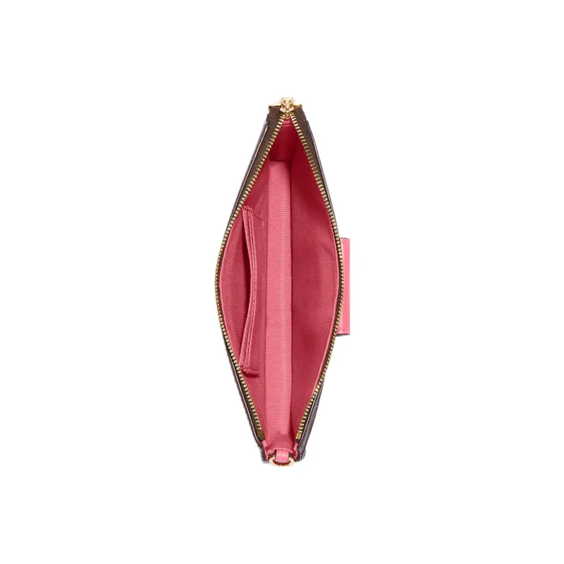COACH Cow Leather With PVC Combo Bag, Shoulder Bag, Crossbody Bag Women's Brown & Watermelon Red-2