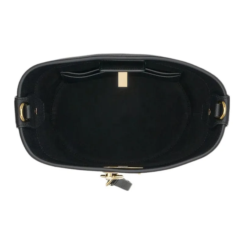 FERRAGAMO Studio Natural Grain Soft Calfskin Bucket Bag, Handbag, Shoulder Bag Women's Black-4