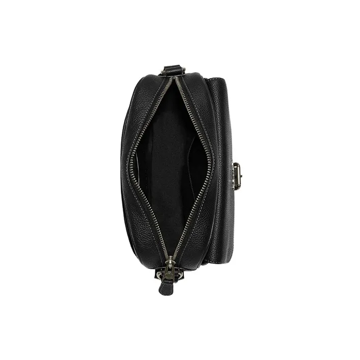 COACH Hudson Coated Canvas With Natural Pebbled Leather Shoulder Bag Crossbody Bag Medium Size Men's Black-2