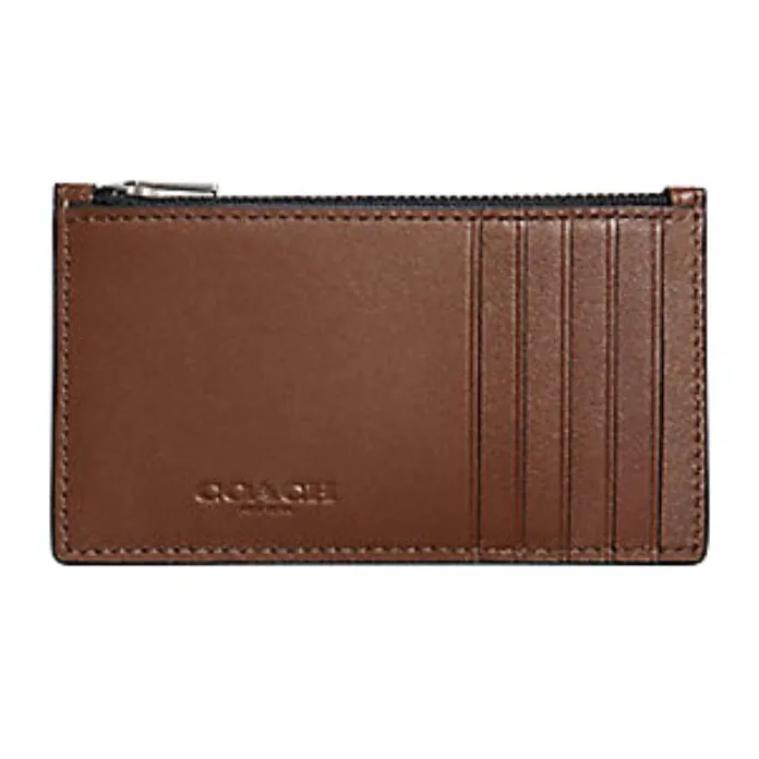 COACH Card Case Delicate Calfskin Coin Purses Card Holders Men's Brown-1