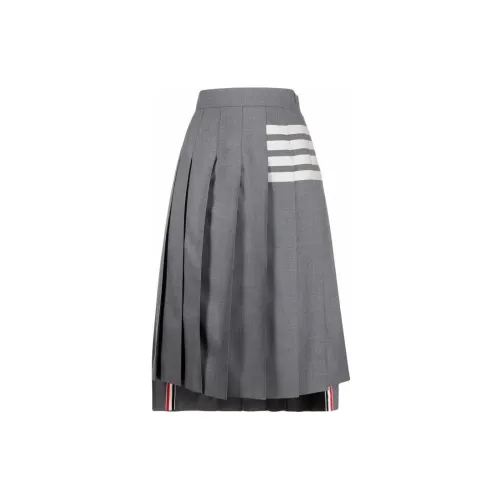 THOM BROWNE Leather Long Skirts Women's Gray