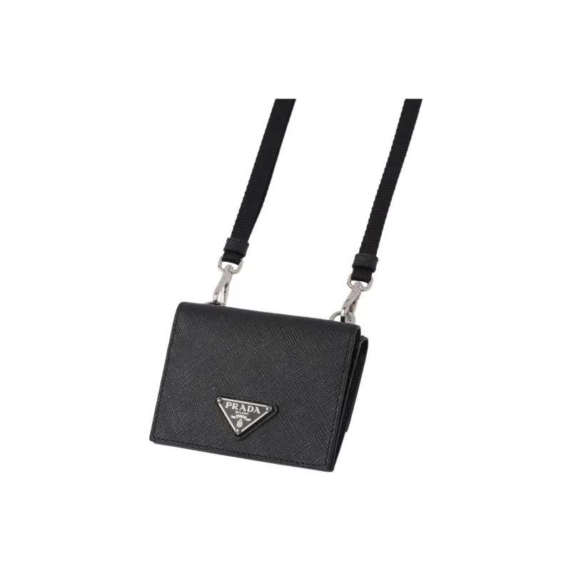 PRADA Saffiano Leather Card Holder Card Holder Men's Black-1