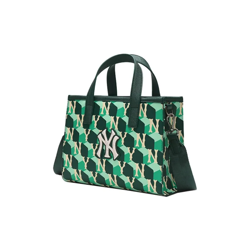 MLB Monogram Collection Artificial Leather Tote Bag Shopping Bag Handbag Mini Unisex Dark Green-1