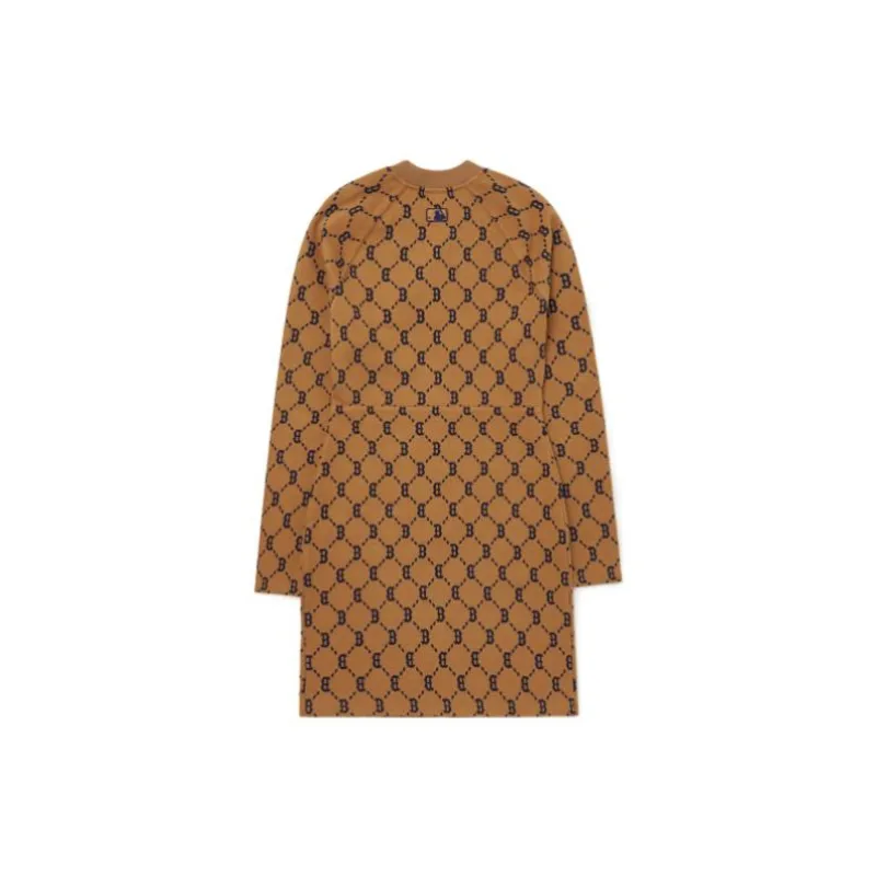 MLB Old Flower Long Sleeved Dresses Women's Khaki-1