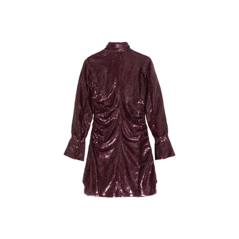 GANNI Long Sleeved Dresses Women's Deep Red-1