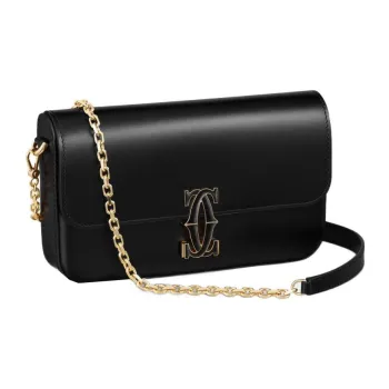CARTIER C De Cartier Collection Calfskin Crossbody Bag, Shoulder Bag Mini Women's Black