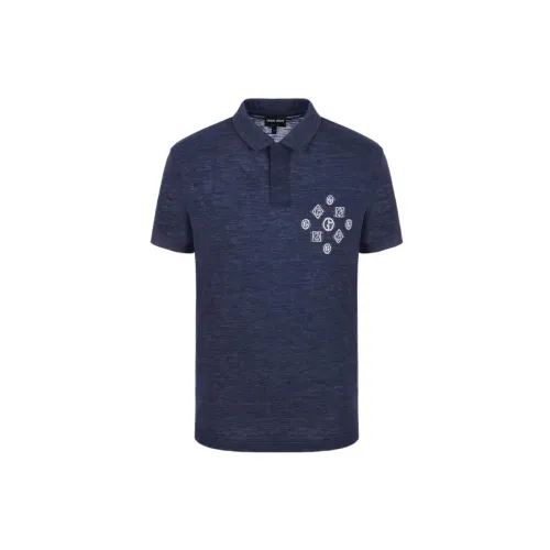 GIORGIO ARMANI Polo Shirts Men Navy Blue