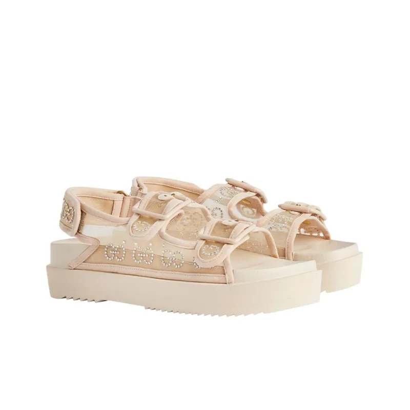 GUCCI Women's Gg Sandal 'Crystals Rose Beige' Women's-1