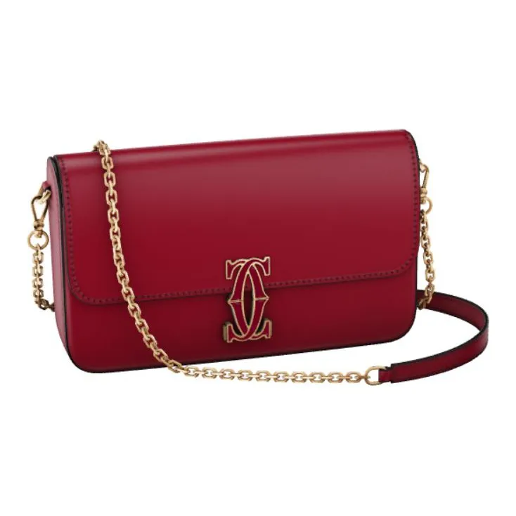 CARTIER C De Cartier Collection Calfskin Crossbody Bag, Shoulder Bag Mini Women's Red-0