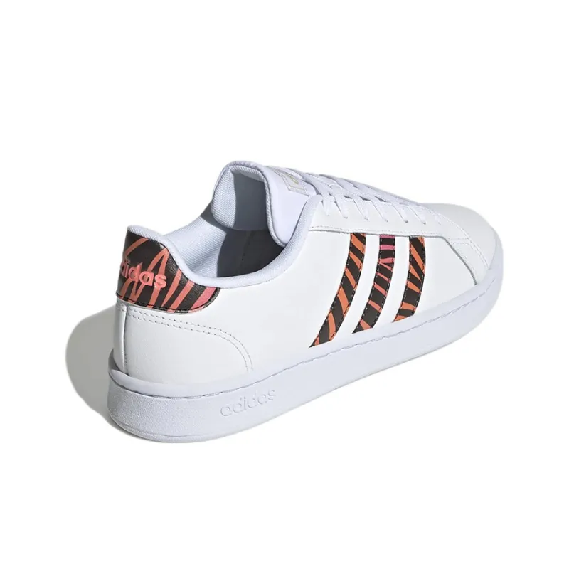 Adidas Neo GRAND COURT Abrasion Resistant Low Top Skateboard Shoes Women's White Black Red-3