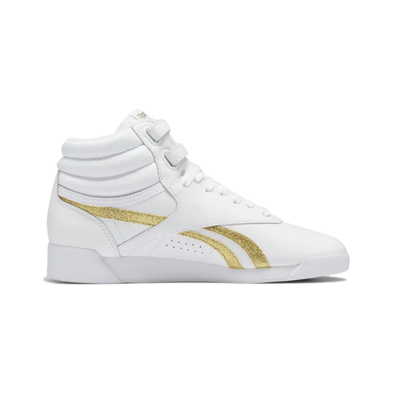 Reebok Women's Freestyle High 'White Gold Metallic Glitter' Women's-2