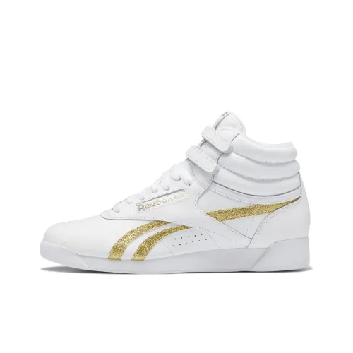 Reebok Freestyle Women's High 'White Gold Metallic Glitter'