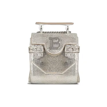 BALMAIN B-BUZZ Calfskin Shoulder Bag Crossbody Bag Handbag Mini Women's Silver