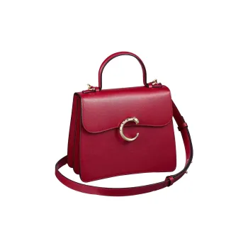 CARTIER Panthère De Cartier Calfskin Shoulder Bag, Crossbody Bag, Handbag Small Size Women's Red