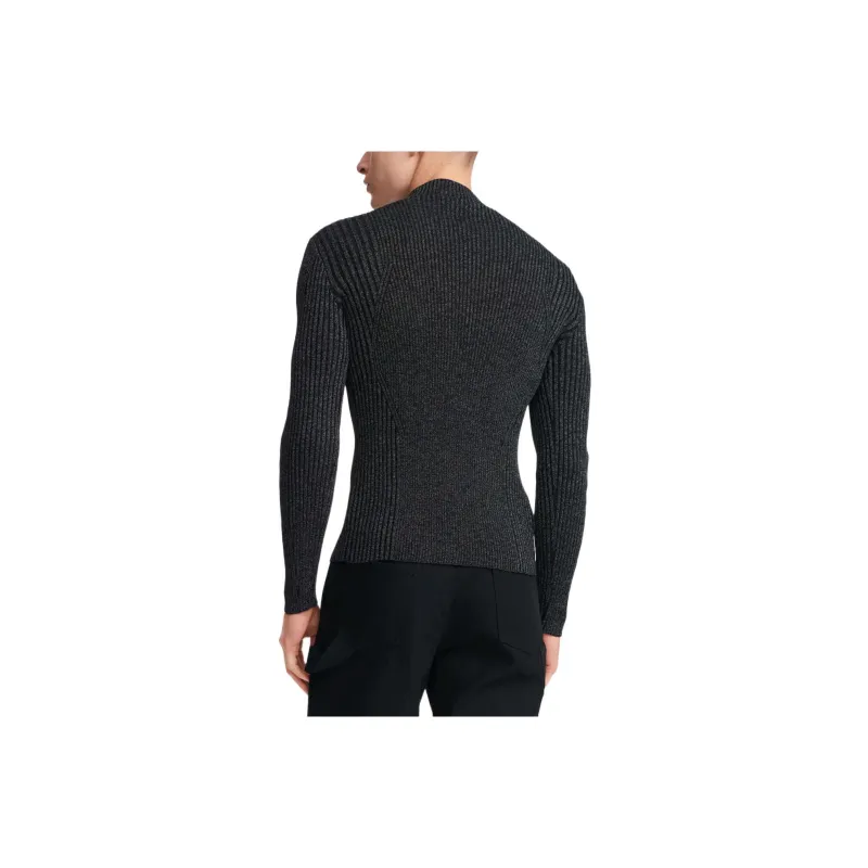 DION LEE Ribbed-Knit Long-Sleeved Metallic Jumper-1