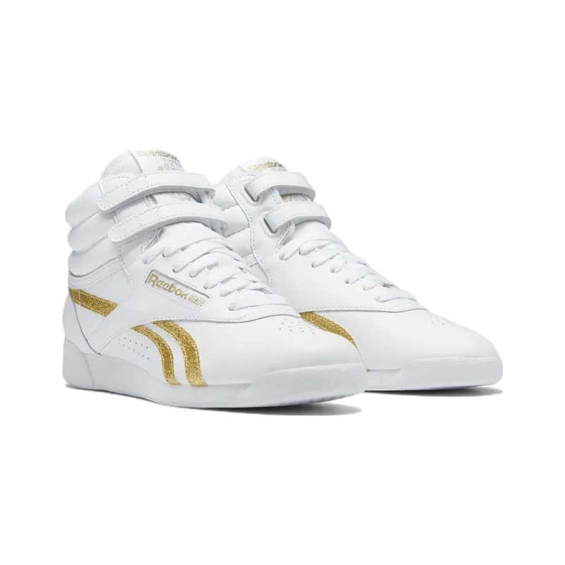 Reebok Women's Freestyle High 'White Gold Metallic Glitter' Women's-3