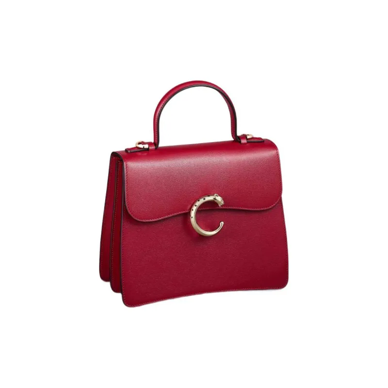 CARTIER Panthère De Cartier Calfskin Shoulder Bag, Crossbody Bag, Handbag Small Size Women's Red-1