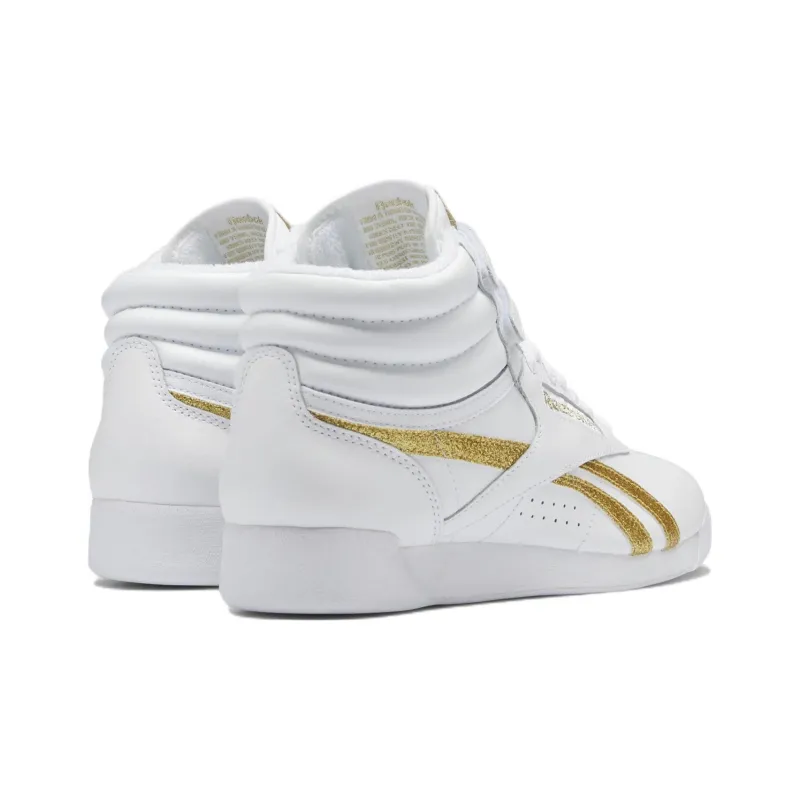 Reebok Women's Freestyle High 'White Gold Metallic Glitter' Women's-5