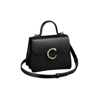 CARTIER Panthère De Cartier Calfskin Shoulder Bag Crossbody Bag Handbag Mini Women's Black
