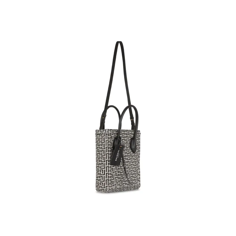 BALMAIN B-ARMY Leather Tote Bag Shopping Bag Handbag Women's Black-1