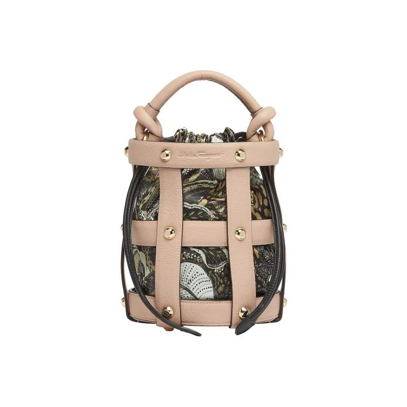 FERRAGAMO CAGE Leather Storage Bag Women's Black-2