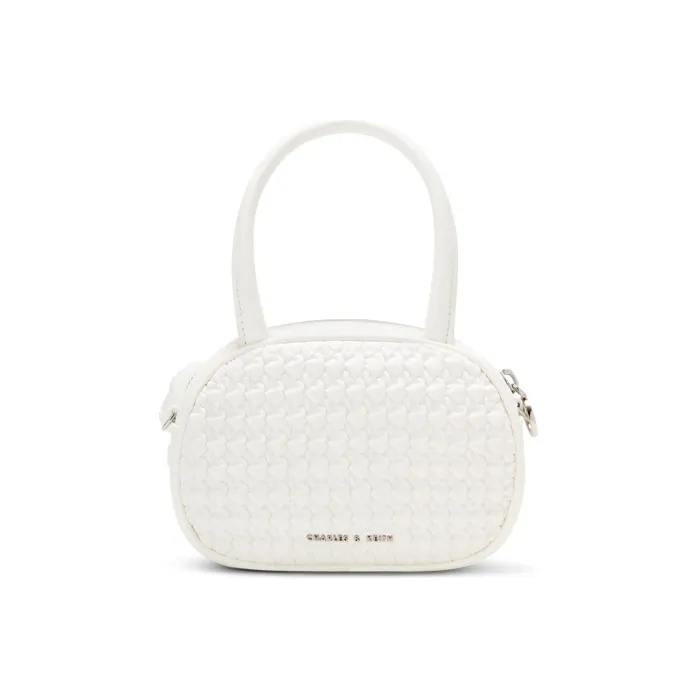 CHARLES&KEITH Fabric Handbag Regular Women's White/Flesh/Light Purple/Black-3
