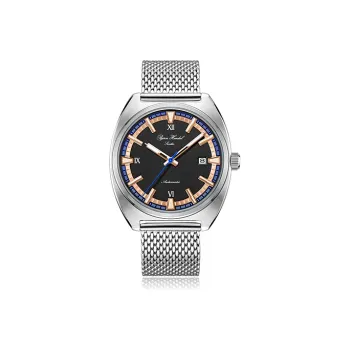 BJORN HENDAL Pino Collection Wrist Watch Mechanical Movement Stainless Steel Watchband Black Dial Unisex A02SAIBS