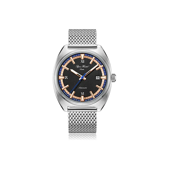 BJORN HENDAL Pino Collection Wrist Watch Mechanical Movement Stainless Steel Watchband Black Dial Unisex A02SAIBS-0