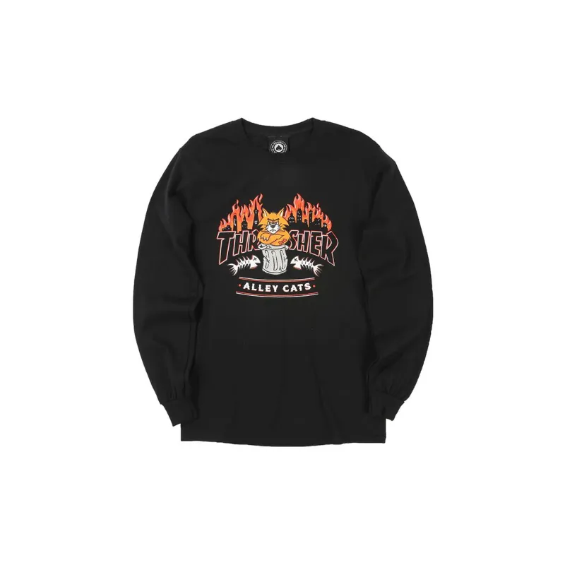 Thrasher Crew Neck Fitted Straight Long-Sleeved T-Shirt Men's Black-0