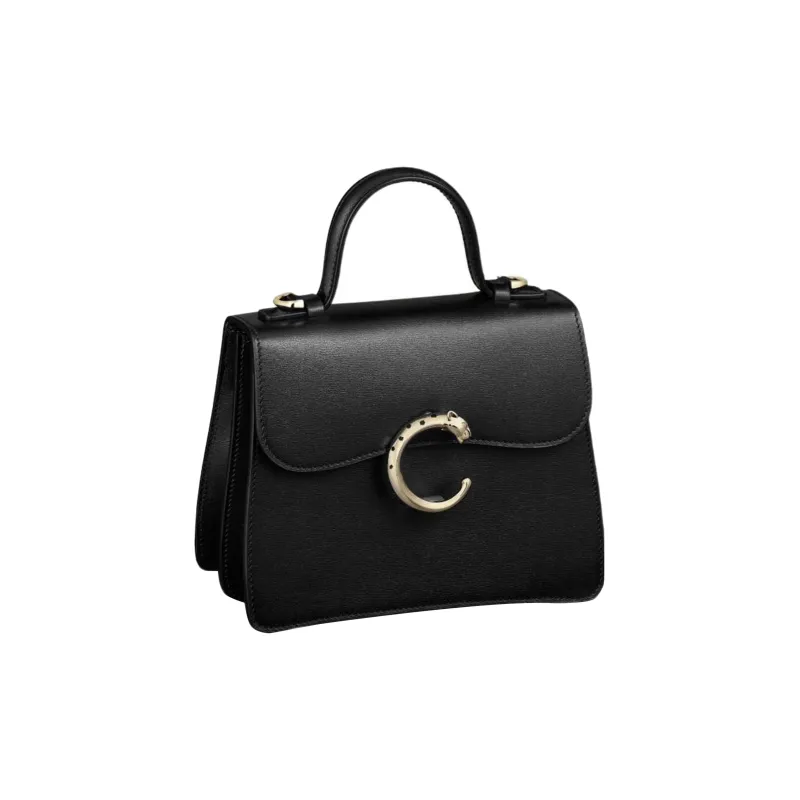 CARTIER Panthère De Cartier Calfskin Shoulder Bag Crossbody Bag Handbag Mini Women's Black-1