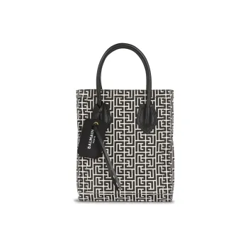 BALMAIN B-ARMY Leather Tote Bag Shopping Bag Handbag Women's Black