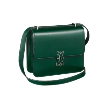 CARTIER Double C Calfskin Shoulder Bag Crossbody Bag Mini Women's Dark Green
