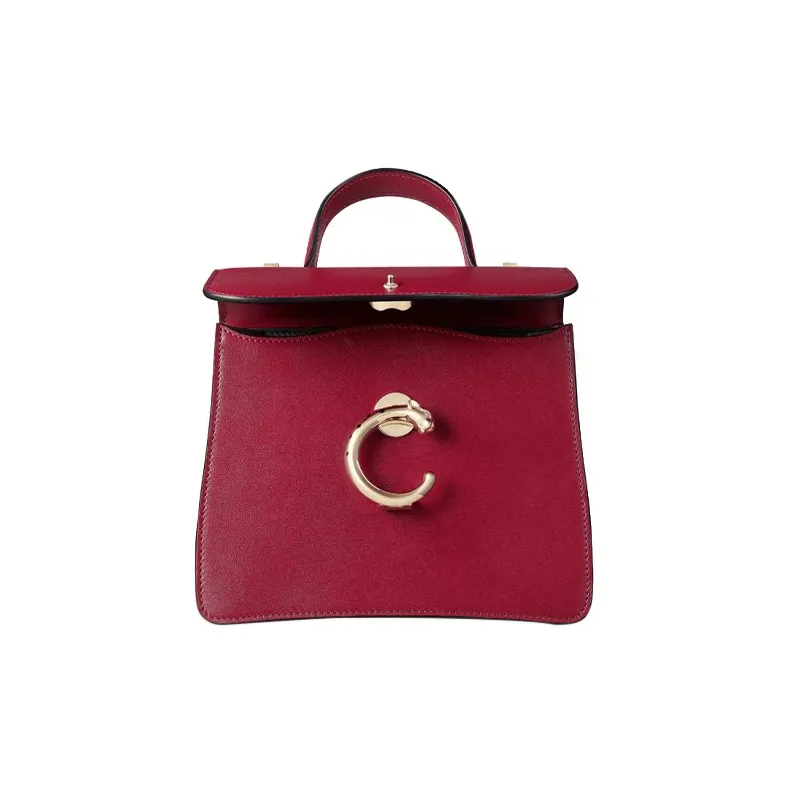 CARTIER Panthère De Cartier Calfskin Shoulder Bag Crossbody Bag Handbag Mini Women's Red-4