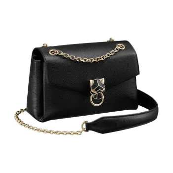 CARTIER Panthère De Cartier Calfskin Handbag Shoulder Bag Crossbody Bag Mini Women's Black