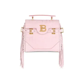 BALMAIN B-BUZZ Calfskin With Canvas Handbag Shoulder Bag Crossbody Bag Women's Pink