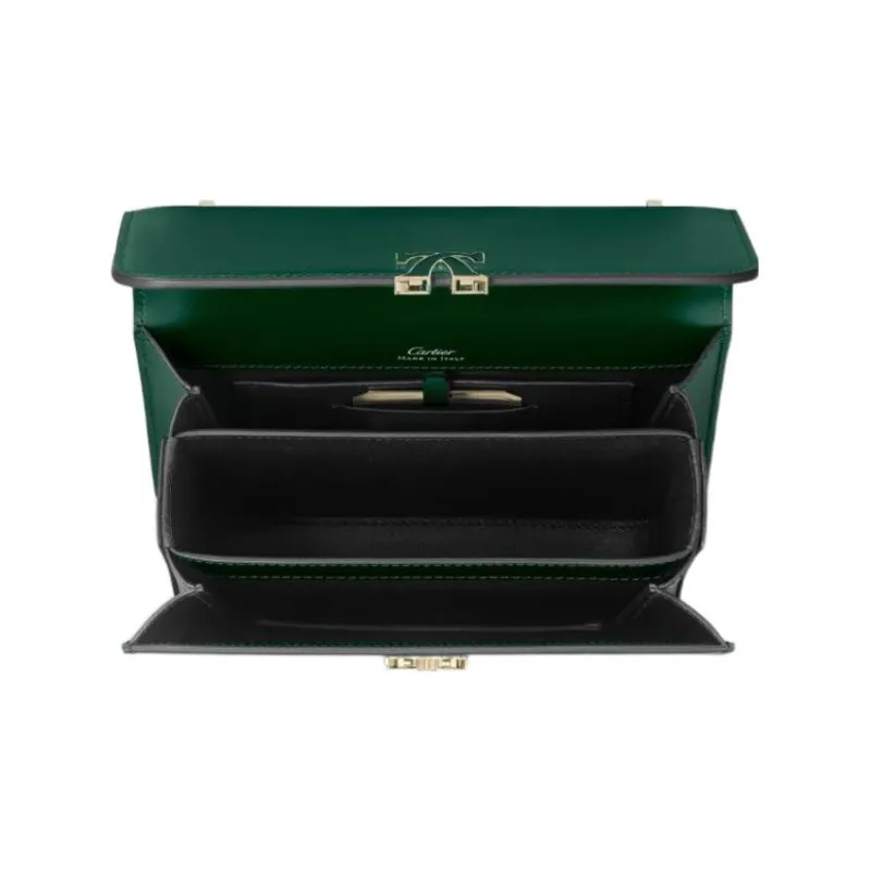 CARTIER Double C Calfskin Shoulder Bag Crossbody Bag Mini Women's Dark Green-3