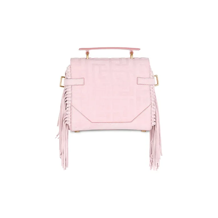 BALMAIN B-BUZZ Calfskin With Canvas Handbag Shoulder Bag Crossbody Bag Women's Pink-2