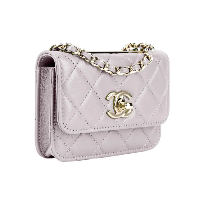 CHANEL 21B Fall Trendy Cc Lambskin Shoulder Bag, Crossbody Bag Mini Women's Pink-1