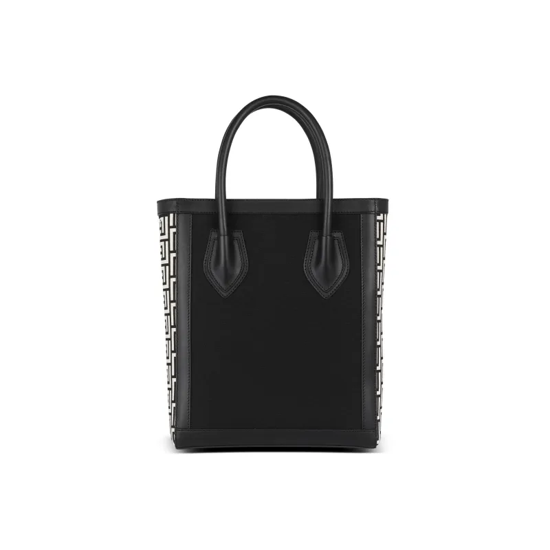 BALMAIN B ARMY Canvas With Leather Canvas Bag, Shoulder Bag, Crossbody Bag, Handbag Medium Size Women's Black-2