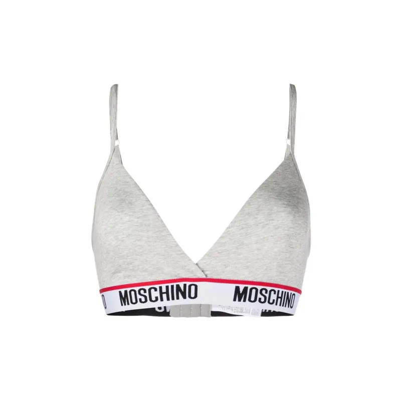 MOSCHINO Logo-Tape V-Neck Triangle Bra-0