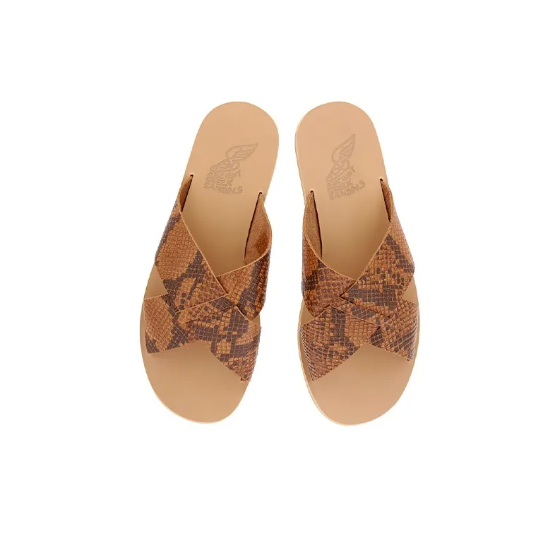ANCIENT GREEK SANDALS Slide Slippers Men's Brown-3