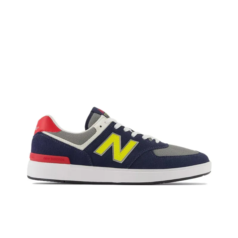 New Balance NB 574 Anti Slip Wear Resistant Low Top Skateboard Shoes Men's Blue Yellow Red-1