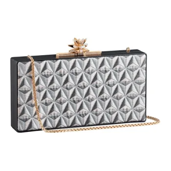 CARTIER Les Berlingots De Cartier Collection Silk Wool Blend Fabric Clutches Crossbody Bags Shoulder Bags Women's Gray