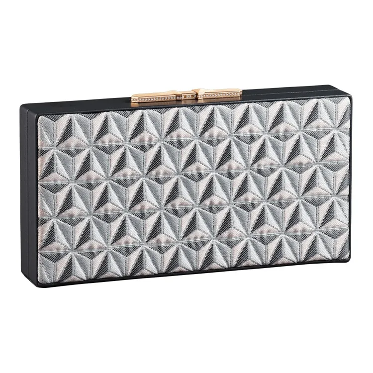 CARTIER Les Berlingots De Cartier Collection Silk Wool Blend Fabric Clutches Crossbody Bags Shoulder Bags Women's Gray-2