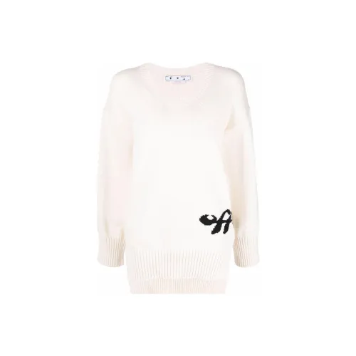 OFF-WHITE Intarsia-logo High-low Knitted Jumper